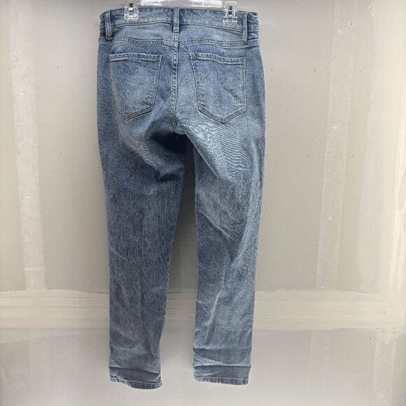 Eunina Women's Jean Frankie Girlfriend Mid Rise Crop Destroyed Blue Size 3 30x26 - Picture 4 of 7